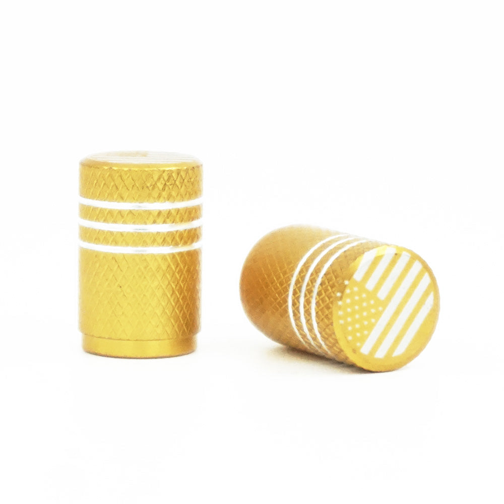 Gold Aluminum Valve Cap With Flag - West Coast Wheel Accessories W9902GDF
