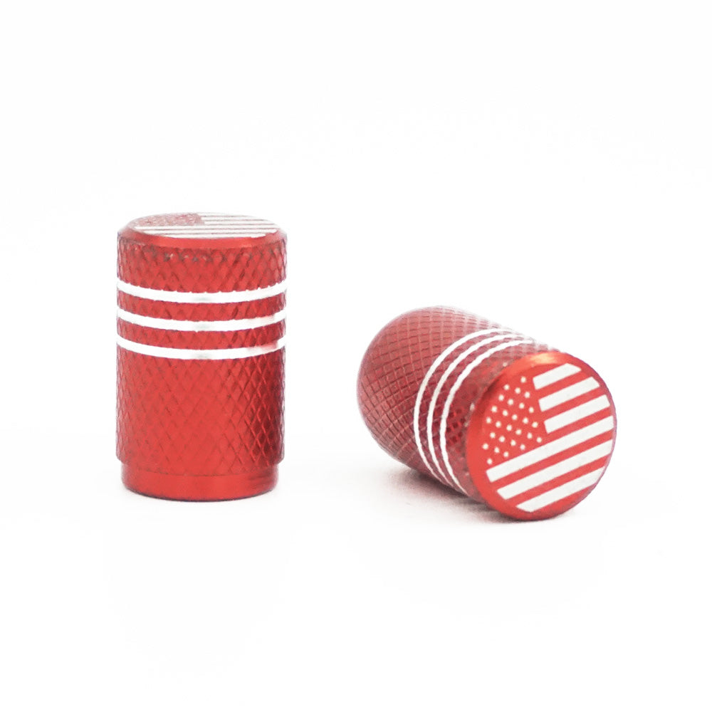 Red Aluminum Valve Cap With Flag - West Coast Wheel Accessories W9902RDF