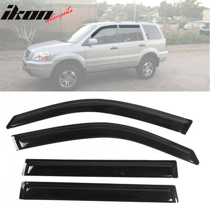 2003-2008 Honda Pilot Slim Style Tape On Smoke Acrylic Visor Windows