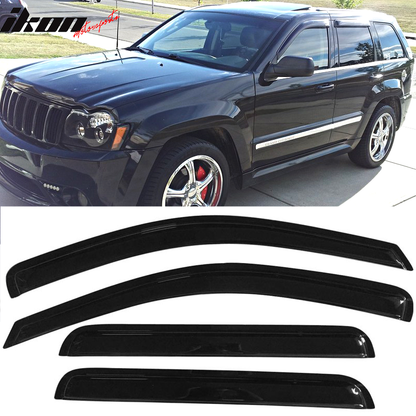 2005-2010 Jeep Grand Cherokee Slim Smoke Tinted Visor Windows Acrylic
