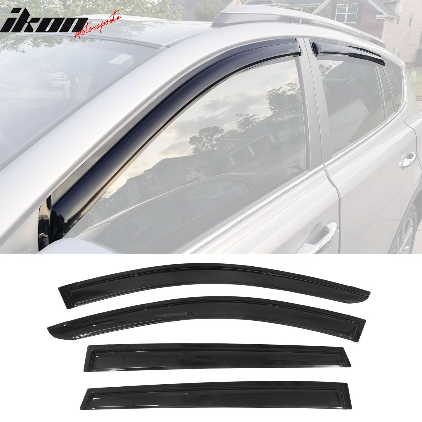 2013-2018 Toyota RAV4 Acrylic 4PC Window Visors Tape On Rain Guard