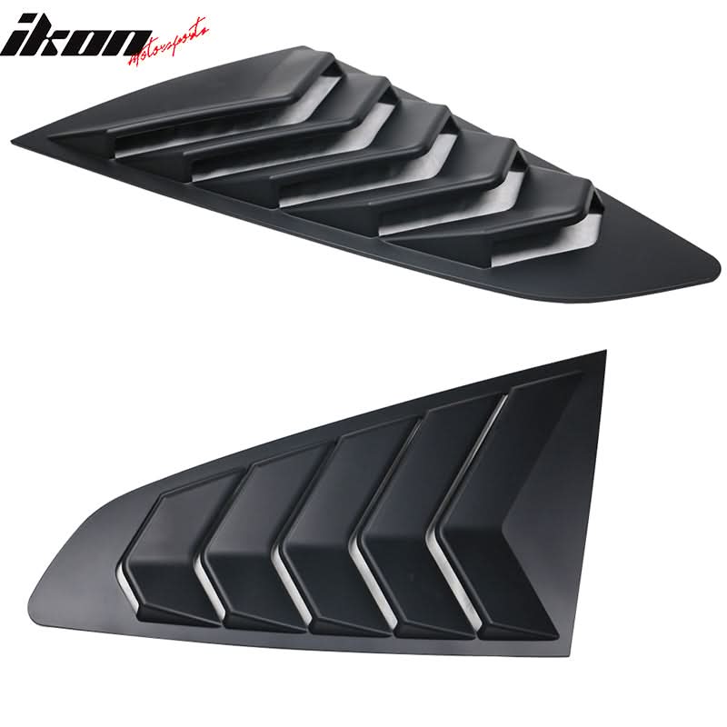 2015-2023Â Ford Mustang IKON Black Rear Window Louver Side Louvers ABS