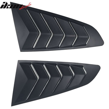 2015-2023 Ford Mustang IKON Unpainted Black Side Window Louvers ABS