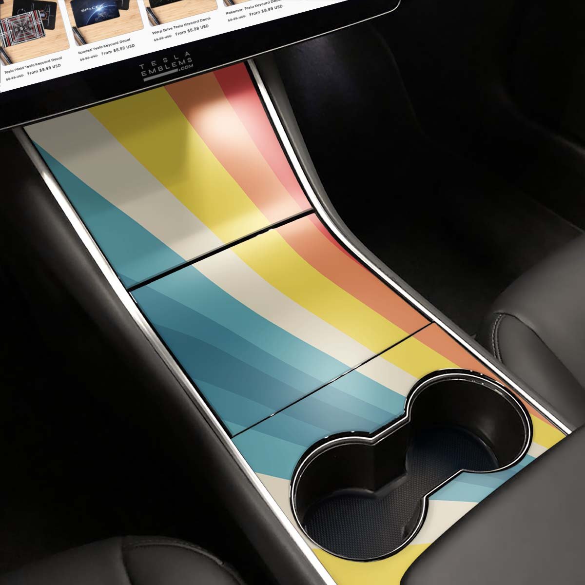 Wave Rider Stripes | Tesla Center Console Wrap Kit | Model Y ’19-20