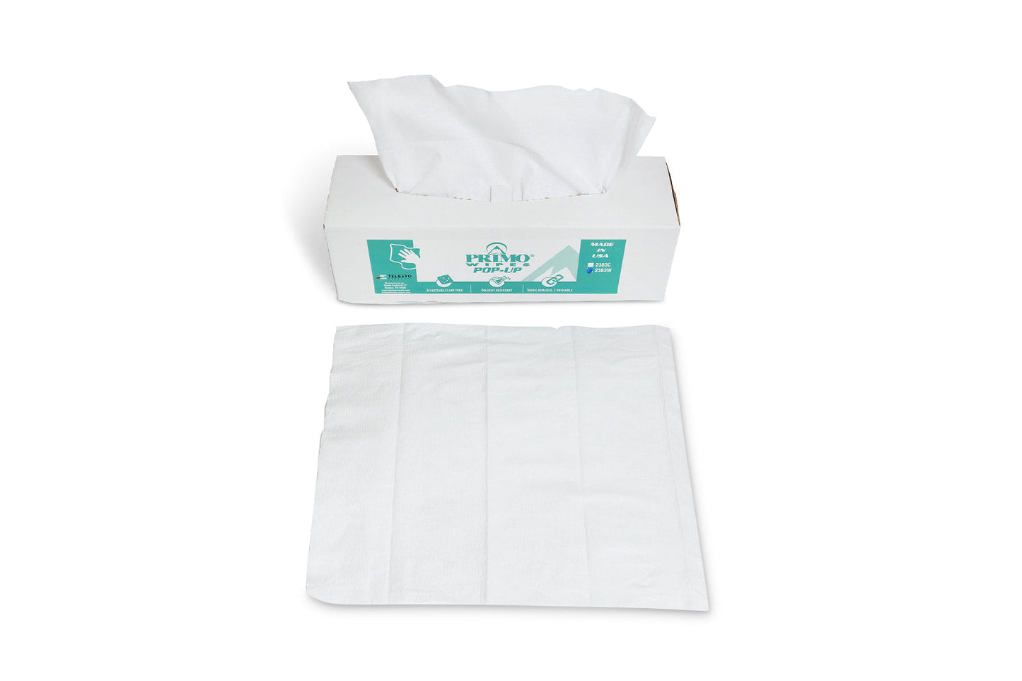 Primo® Wipes White Shop Towels in Pop-Up Dispenser Box | 75 Count | Telesto Products