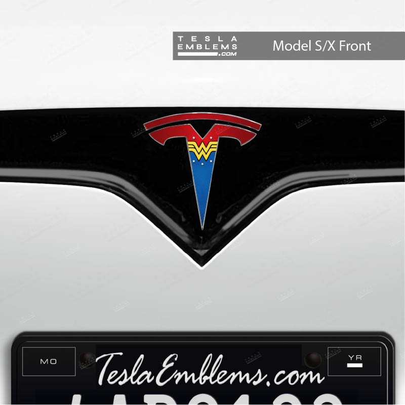 Wonder Woman Tesla Emblem Decals (Front + Back) | Model X