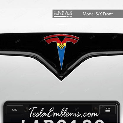 Wonder Woman Tesla Emblem Decals (Front + Back) | Model X