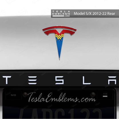 Wonder Woman Tesla Emblem Decals (Front + Back) | Model X