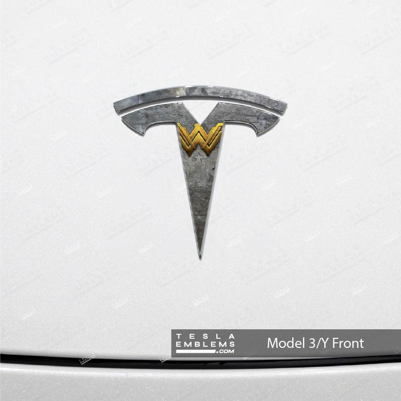 Wonder Woman Tesla Emblem Decals (Front + Back) | Model Y