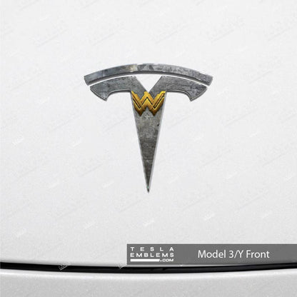 Wonder Woman Tesla Emblem Decals (Front + Back) | Model Y