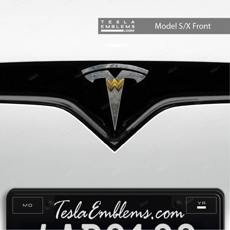 Wonder Woman Tesla Emblem Decals (Front + Back) | Model X
