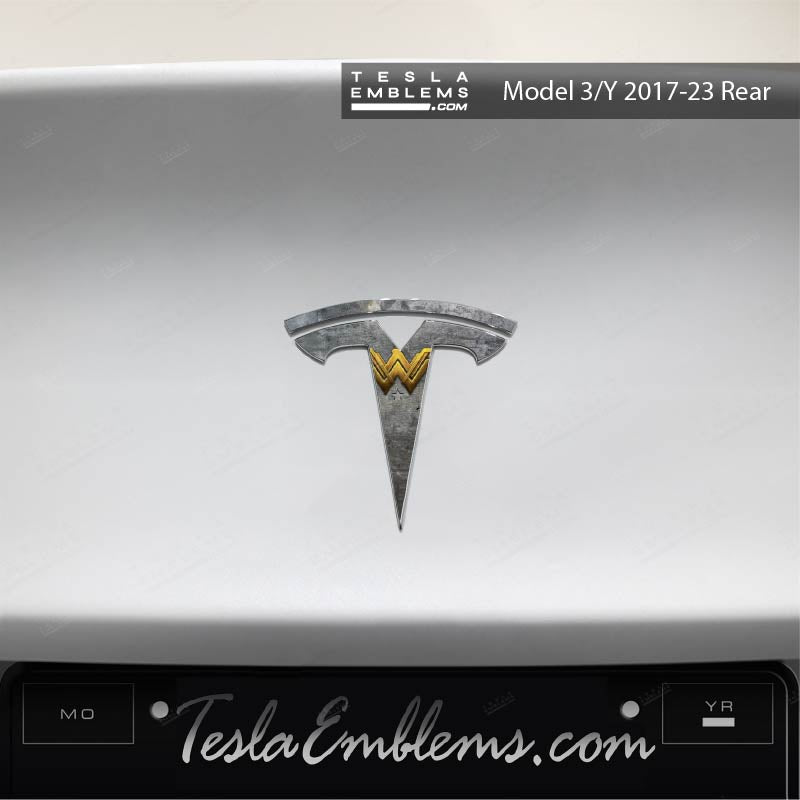 Wonder Woman Tesla Emblem Decals (Front + Back) | Model 3