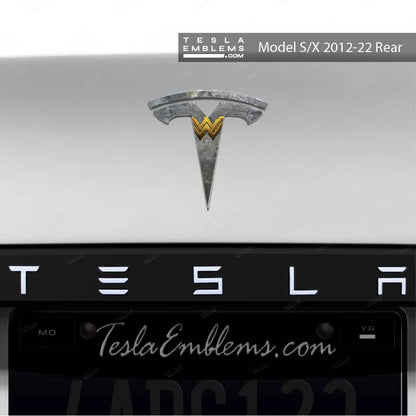 Wonder Woman Tesla Emblem Decals (Front + Back) | Model X