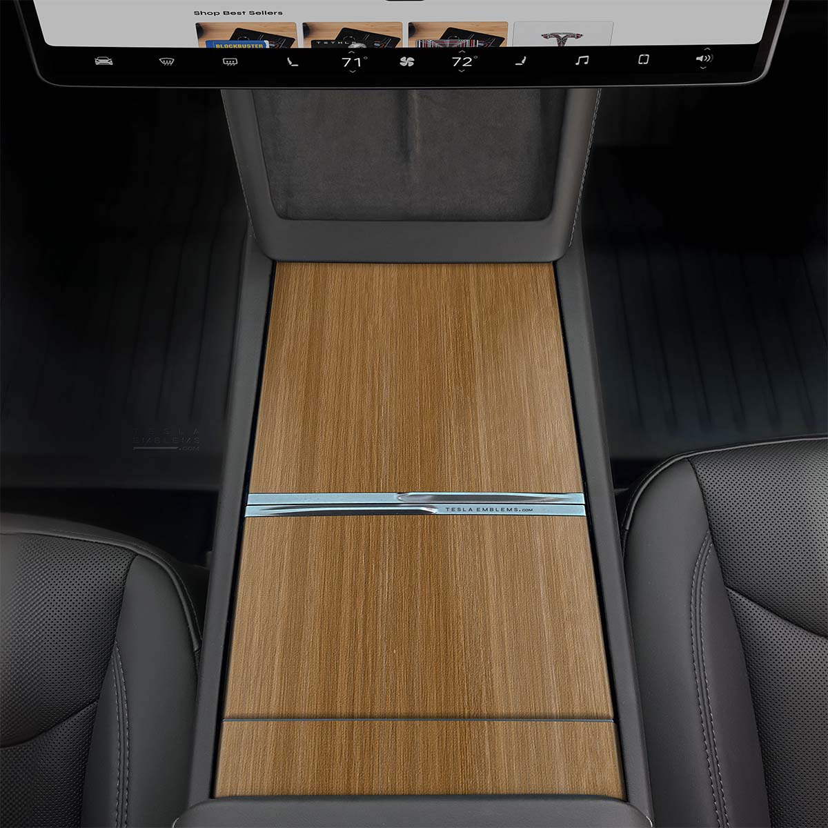 Golden Oak Woodgrain | Tesla Center Console Wrap Kit | Model Y 2026
