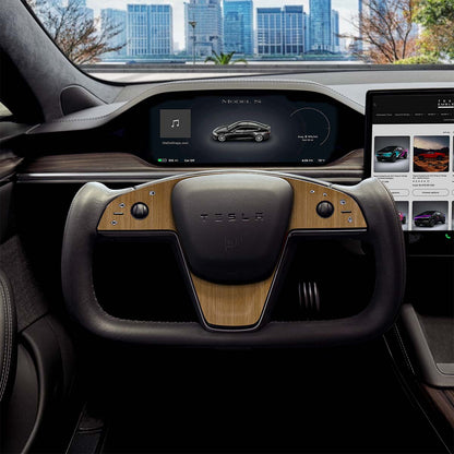 Golden Oak Woodgrain Tesla Steering Wheel Trim Decal Kit (3pcs) | Model X ’21-26