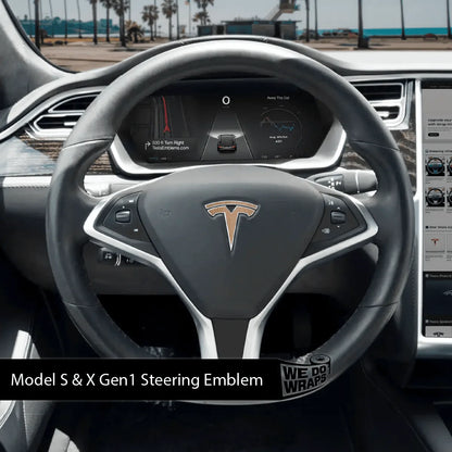 White Ash Woodgrain Tesla Steering Wheel Wrap | Model S