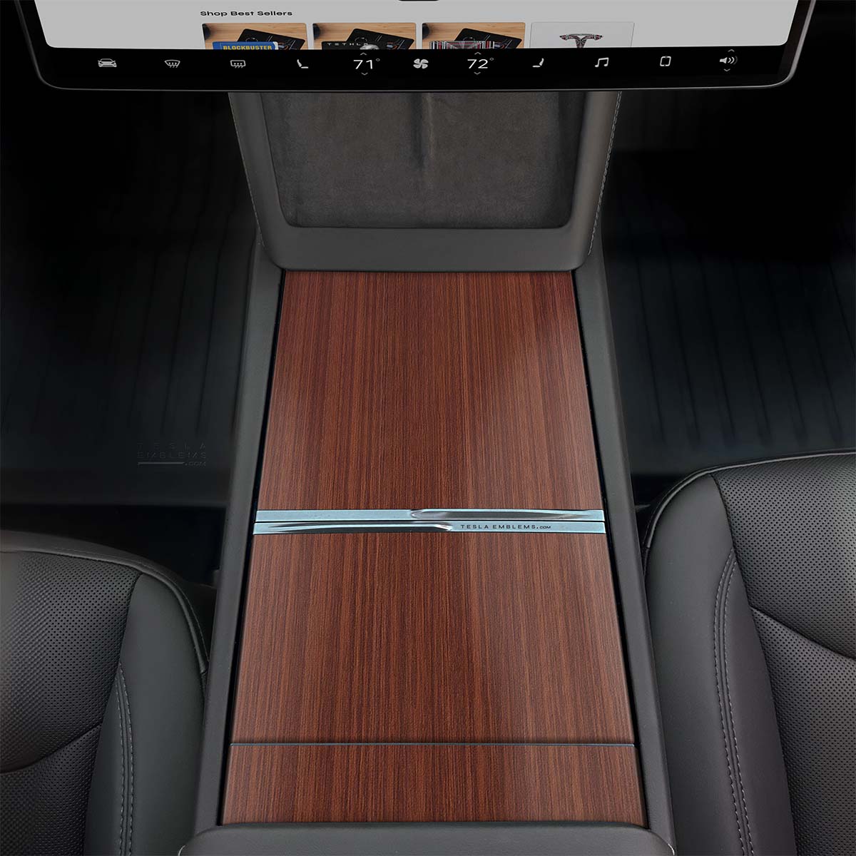 Redwood Woodgrain Tesla Center Console Wrap Kit 2024+ Model 3 "Highl