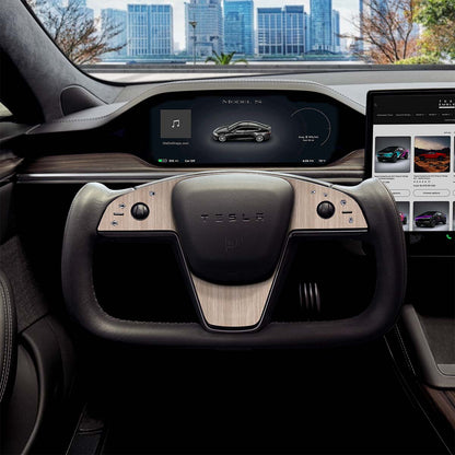 White Birch Woodgrain Tesla Steering Wheel Trim Decal Kit (3pcs) | Model S ’21-26