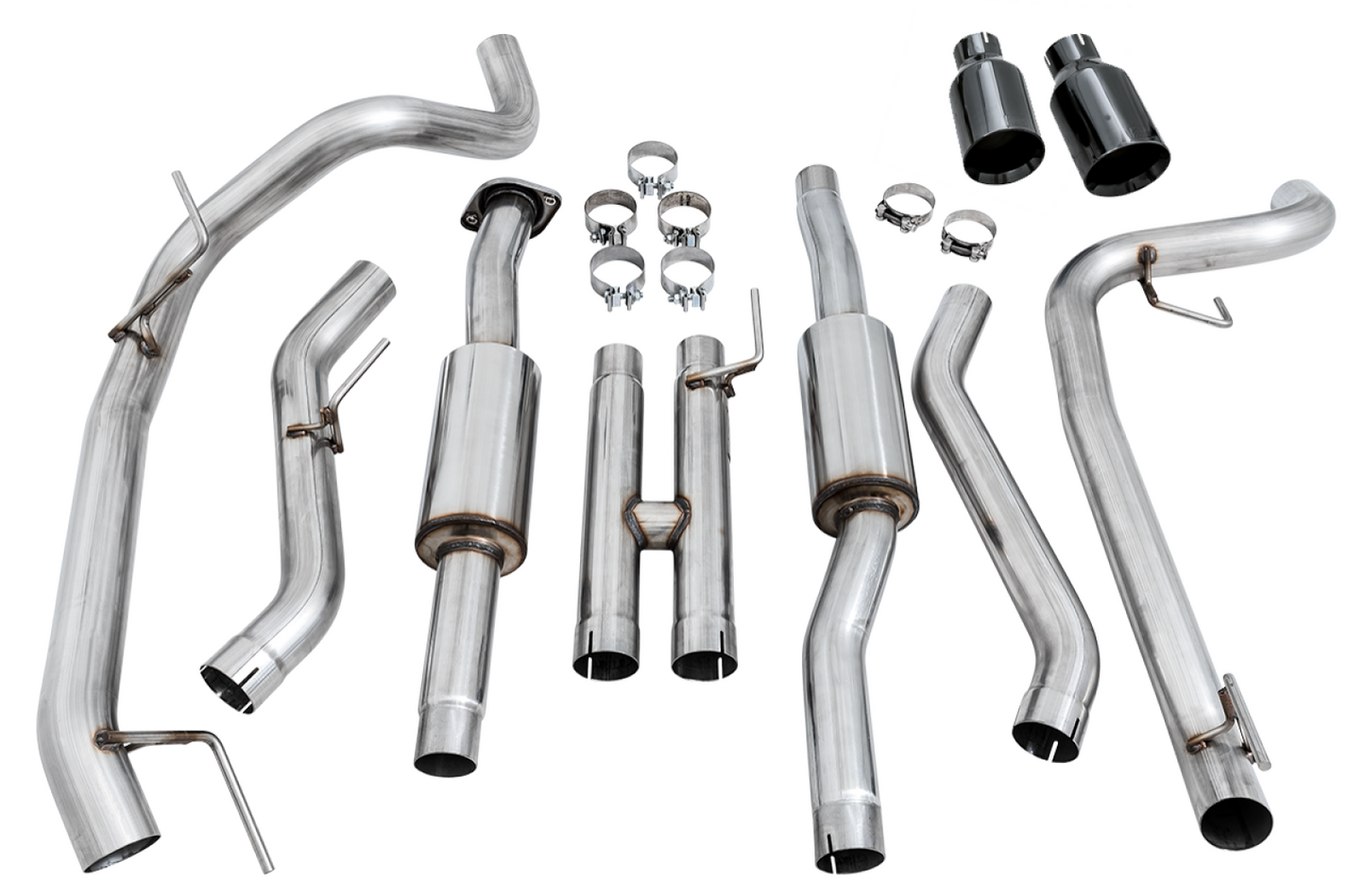 AWE Tuning 0 FG Exhaust for Gen 2 Ford Raptor (Resonated Peformance Cat-back) - Diamond Black 5" Tips 3015-33106