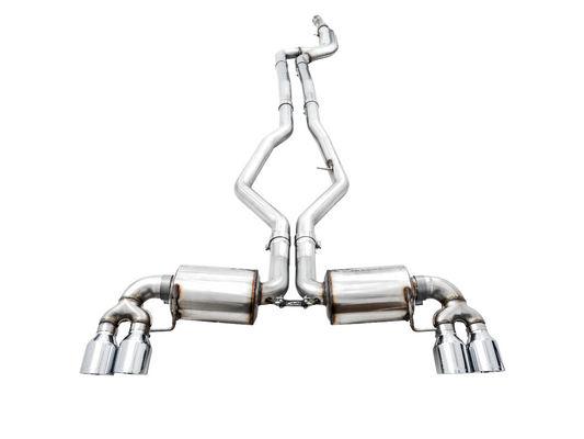 AWE Tuning Non-Resonated Touring Edition Exhaust for G20 M340i - Chrome Silver Tips 3015-42148