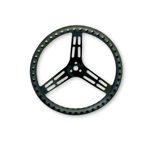 Longacre 15" Uncoated Black Aluminum - DRILLED - Dished 52-56838