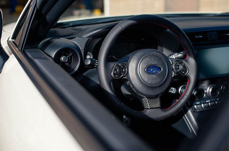 OLM LE Dry Carbon Fiber Steering Wheel Covers - 2017-2024 Subaru BRZ / Toyota GR86