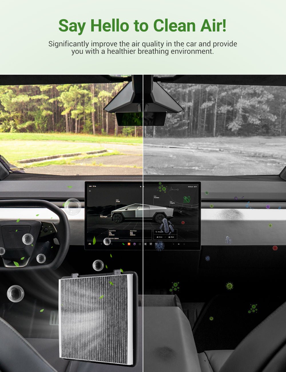 Activated Carbon Cabin Air Filter for Cybertruck | Multi-Layer HEPA Filtration