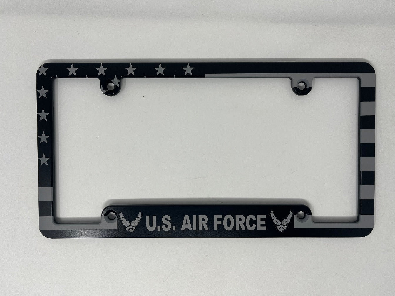 Air Force - New Logo American Flag Billet Aluminum License Plate Frame