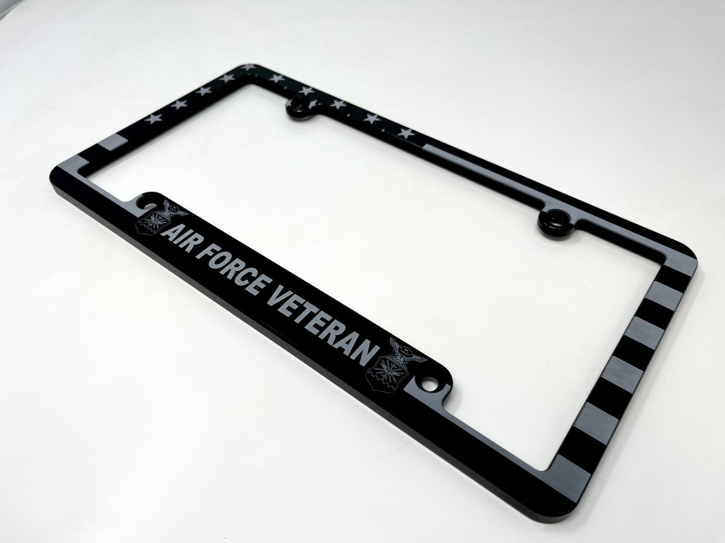 Air Force Veteran American Flag Billet Aluminum License Plate Frame