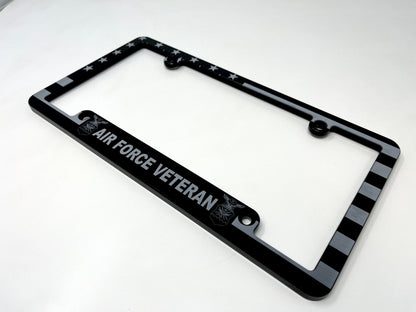 Air Force Veteran American Flag Billet Aluminum License Plate Frame