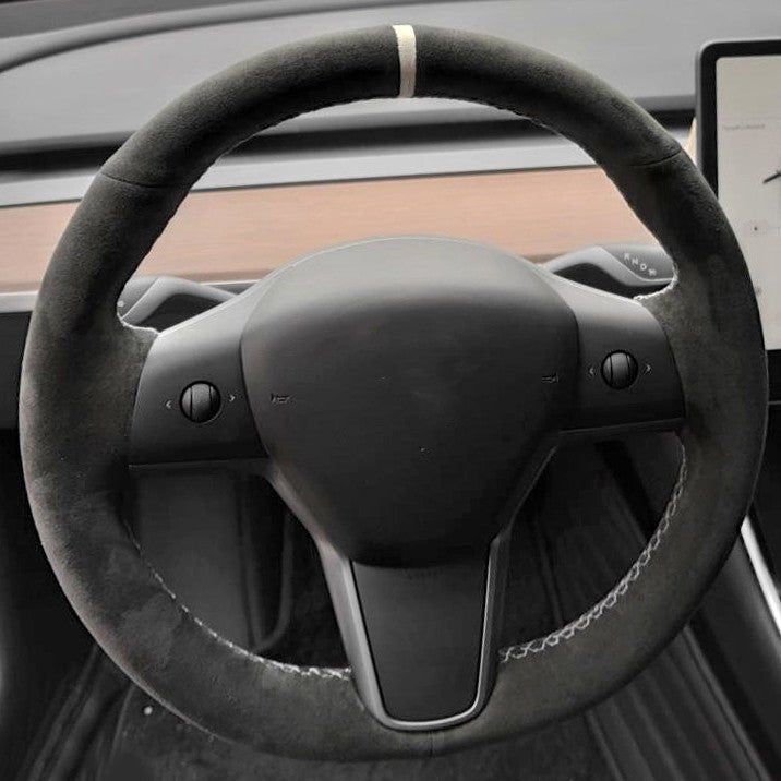 TESERY Alcantara Steering Wheel Cover for Model 3 / Y