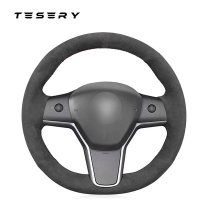 TESERY Alcantara Steering Wheel Cover for Model 3 / Y
