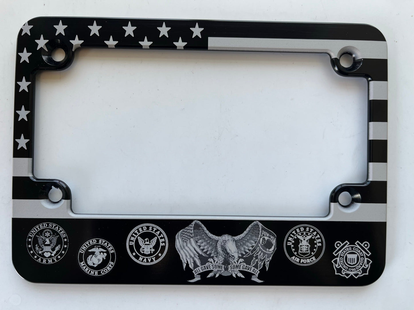 All Gave Some Some Gave All American Flag Billet Aluminum Motorcycle License Plate Frame
