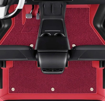 All-Round White Leather Floor Mats for Tesla Model 3 Highland / Y