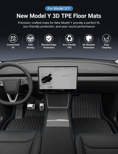 All Weather 3D TPE Floor Mats for Tesla New Model Y