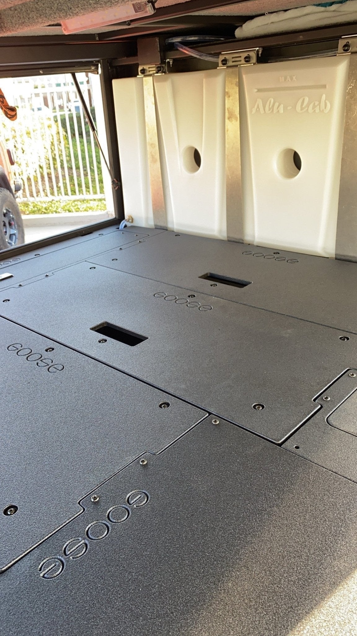 Alu-Cab Canopy Camper - Toyota Tacoma 2005-2023 2nd & 3rd Gen. - Sleep Deck Panel - Double Drawer/Power Management Module to Double Drawer/Power Management Module