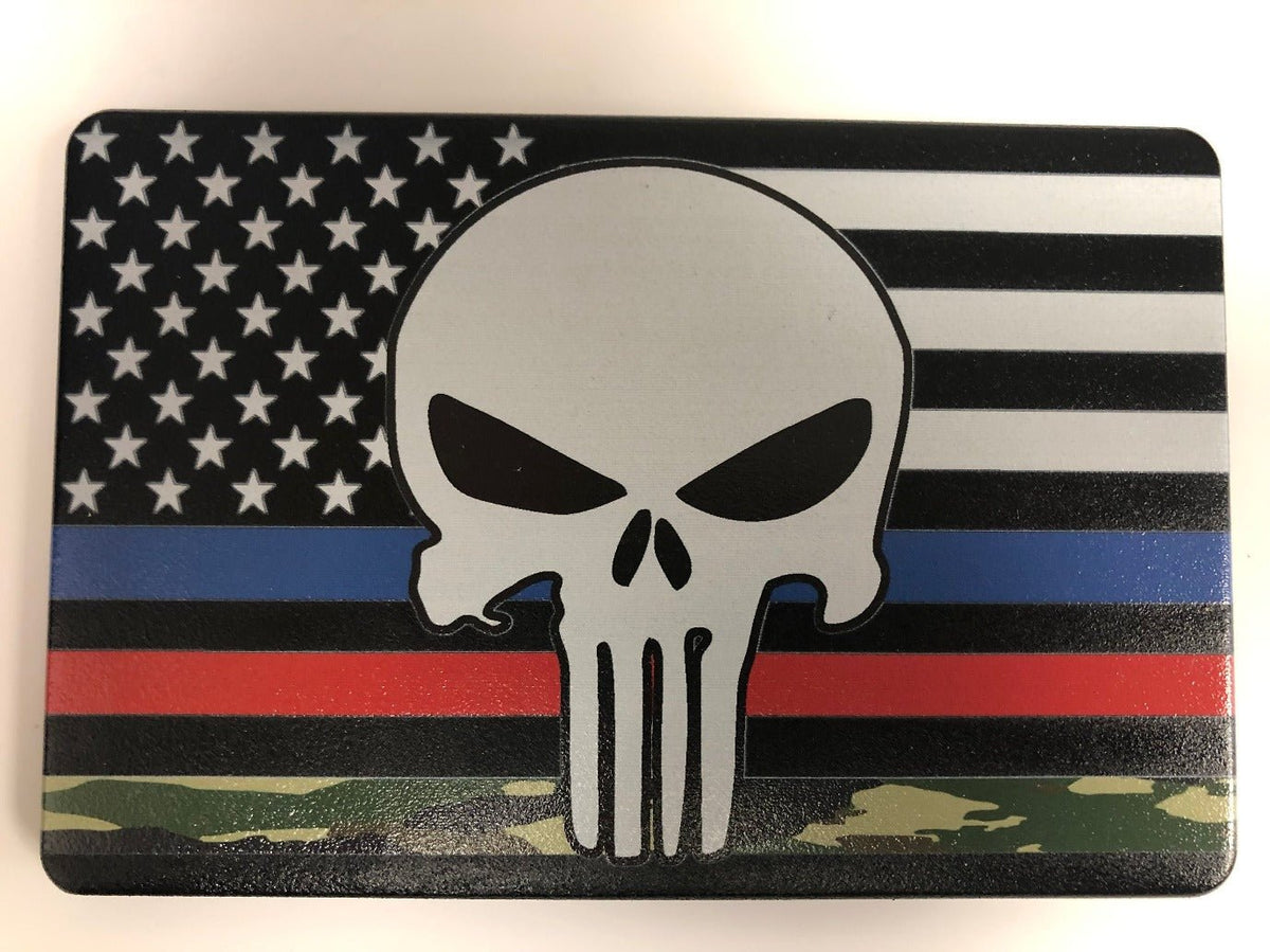 American Flag Punisher Blue Line Red Line Military Full Color Billet Aluminum Hitch Cover
