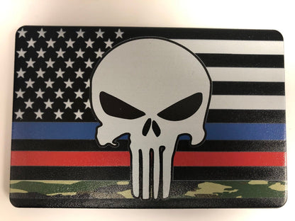 American Flag Punisher Blue Line Red Line Military Full Color Billet Aluminum Hitch Cover