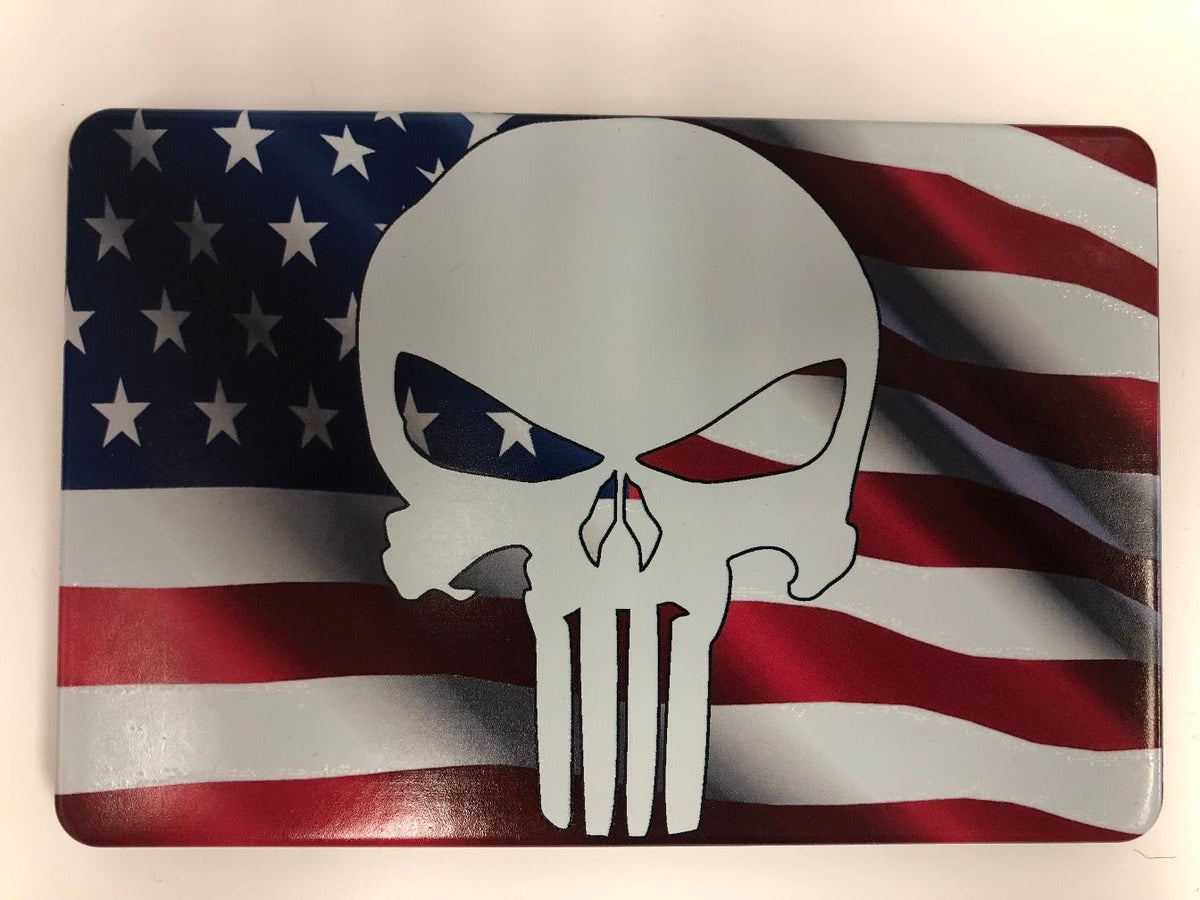 American Flag Waving Punisher Billet Aluminum Hitch Cover