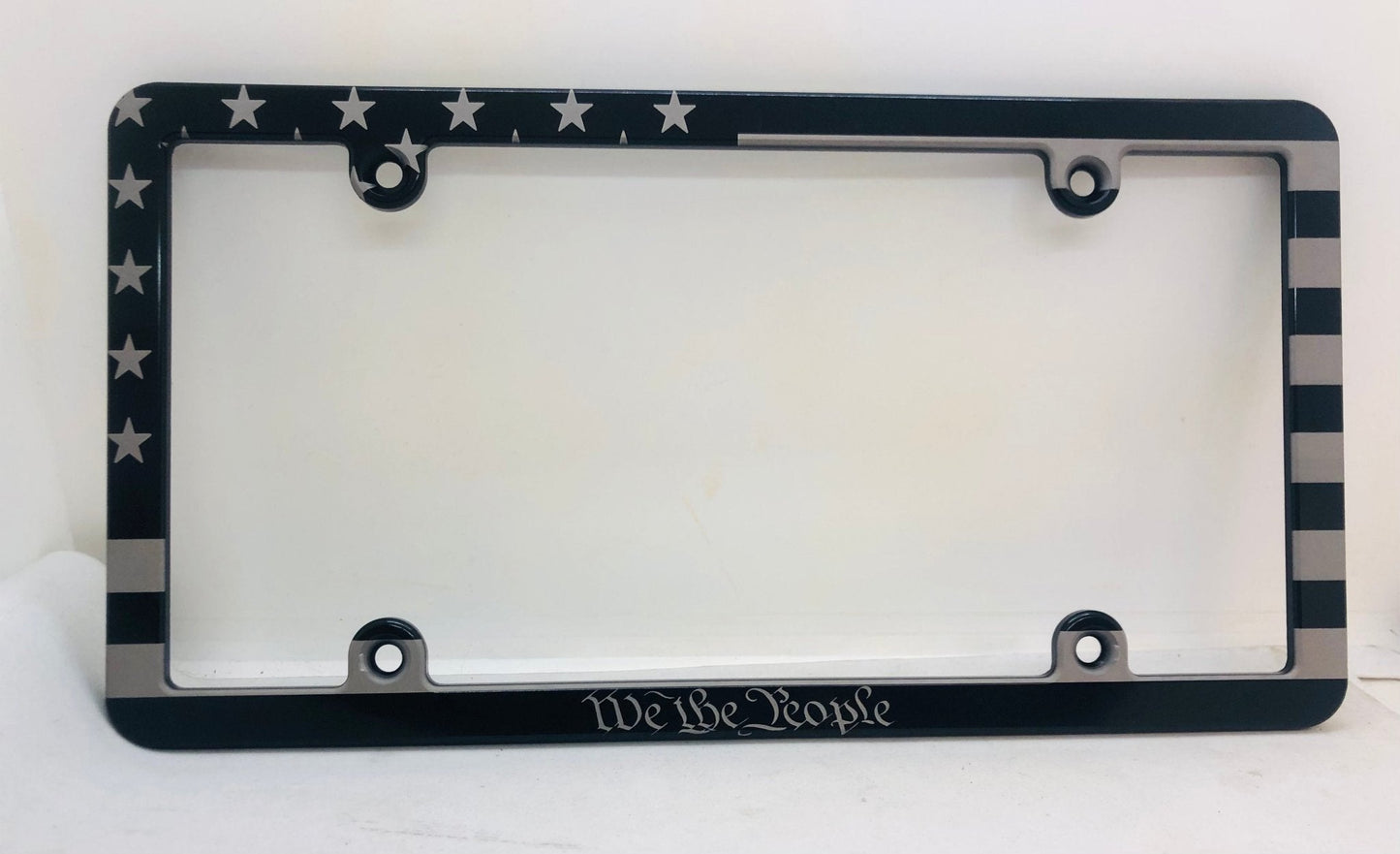 American Flag We The People Slim Billet Aluminum License Plate Frame