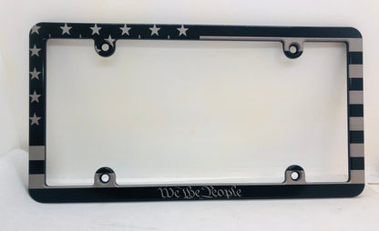 American Flag We The People Slim Billet Aluminum License Plate Frame