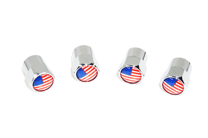 Chrome Valve Stem Tire Caps, Style: United States (USA) Stars & Stripes Flag