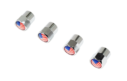 Chrome Valve Stem Tire Caps, Style: United States (USA) Stars & Stripes Flag