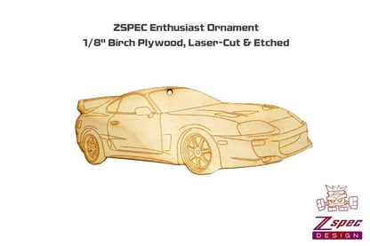 ZSPEC Laser-Engraved Birch Ornament, Style: Toyota Supra MKIV, ~5-inch Wide