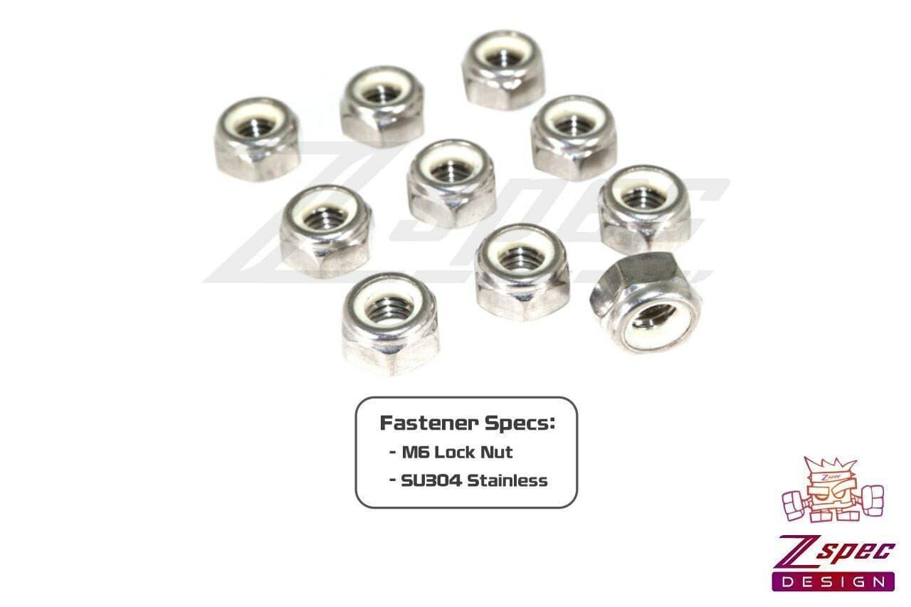 ZSPEC M6-1.0 Nylon Lock Nuts, Stainless SUS304, 10-Pack