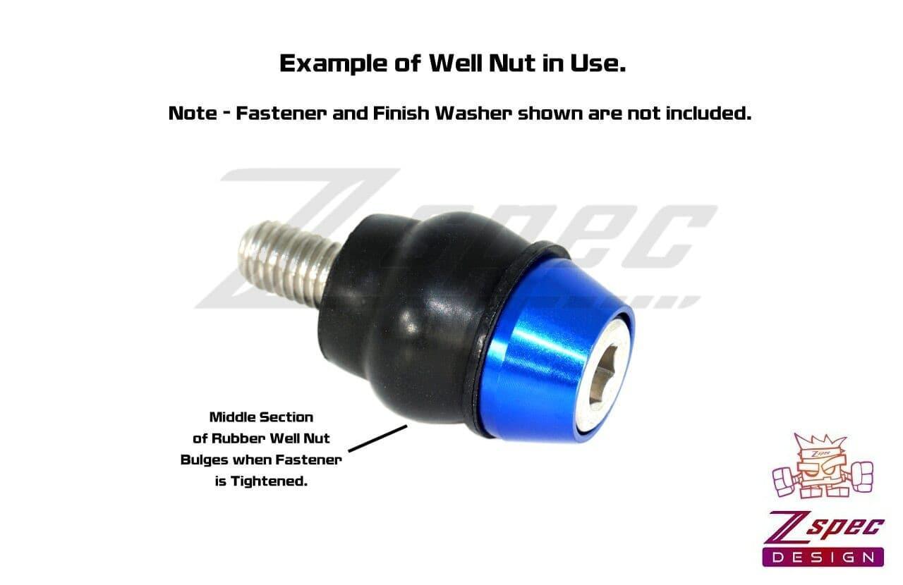 ZSPEC M8 Rubber Well Nuts for SUV/Truck Body Elements & Over-Fender Flares, 10-Pack