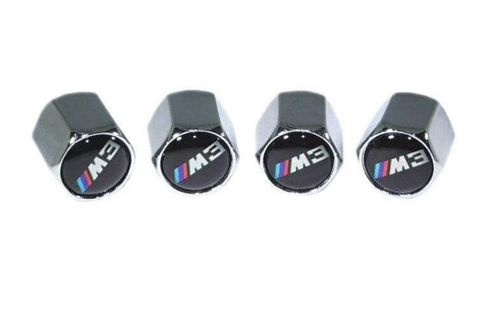 Chrome Valve Stem Tire Caps, Style: BMW  M3