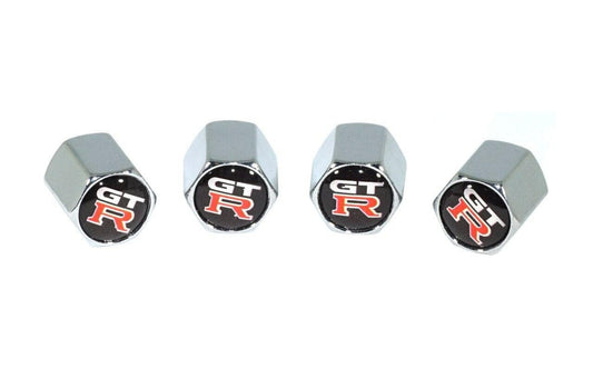 Chrome Valve Stem Tire Caps, Style: Nissan GTR/GT-R