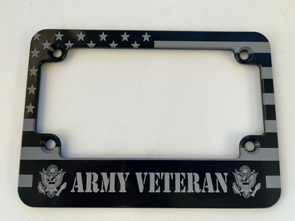 Army Veteran American Flag Billet Aluminum Motorcycle License Plate Frame