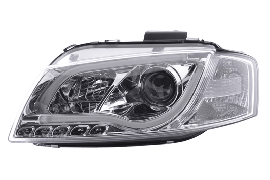 Audi A3 (8P 8PA) Chrome LED Headlights with Daytime Running Lights (2003-2008)